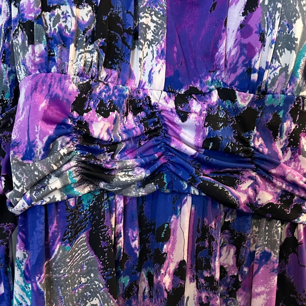 Vibrant Floral Maxi Dress in Purple and Blue - Picture 7 of 17